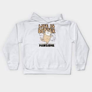 Life is Better Pawsome Kitten Kids Hoodie